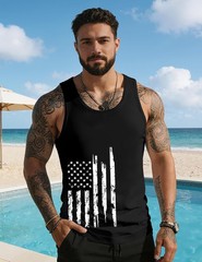 Mens Graphic Tank Tops Sleeveless Muscle Shirts Beach Palm Tree Hawaiian Gym Wor