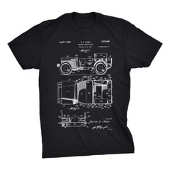 Jeep Patent T-Shirt. Jeep Shirt 100% Soft Cotton Tee on Black, White or Gray
