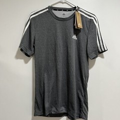 Adidas Mens Climate T Shirt Gray 3 Strip White Logo Size S