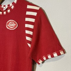 True Vintage 50s/60s Cotton Motorcycle flock Sportex Red / Striped Lido Rare Tee