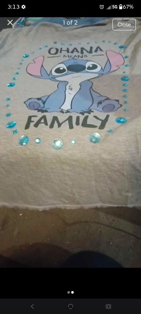 Custom Size XL Gray Stitch Ohana Means Family T-shirt