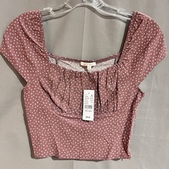 Lottie Moss NWT mauve floral square neck crop top Size S Coquette Boho TG2067