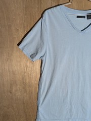 dkny shirt mens size L crew neck v-neck logo blue