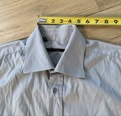 Gucci Luxury Short Sleeve Button Up Shirt Men’s 15 3/4 (40) Gray Made in Italy