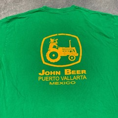 Yazbek T-Shirt Men XL Green Knit Cotton John Beer Puerto Vallarta Mexico Graphic