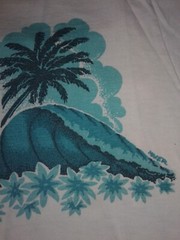 Vintage 70s Cut Crop Tee Hawaiian Crazy Shirt 1973 Palm Waves Beach Surf Hawaii