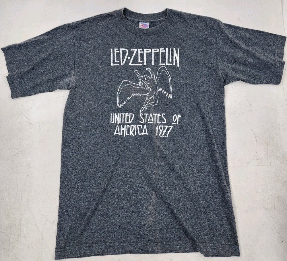 Led Zeppelin Shirt Mens Medium Gray Y2K Wings Rock Music Band 2003 Vintage
