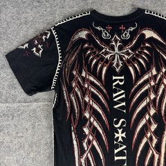 Raw State Shirt Knit Double Sided Size XL Cross Grunge Cyber Graphic Print Y2K