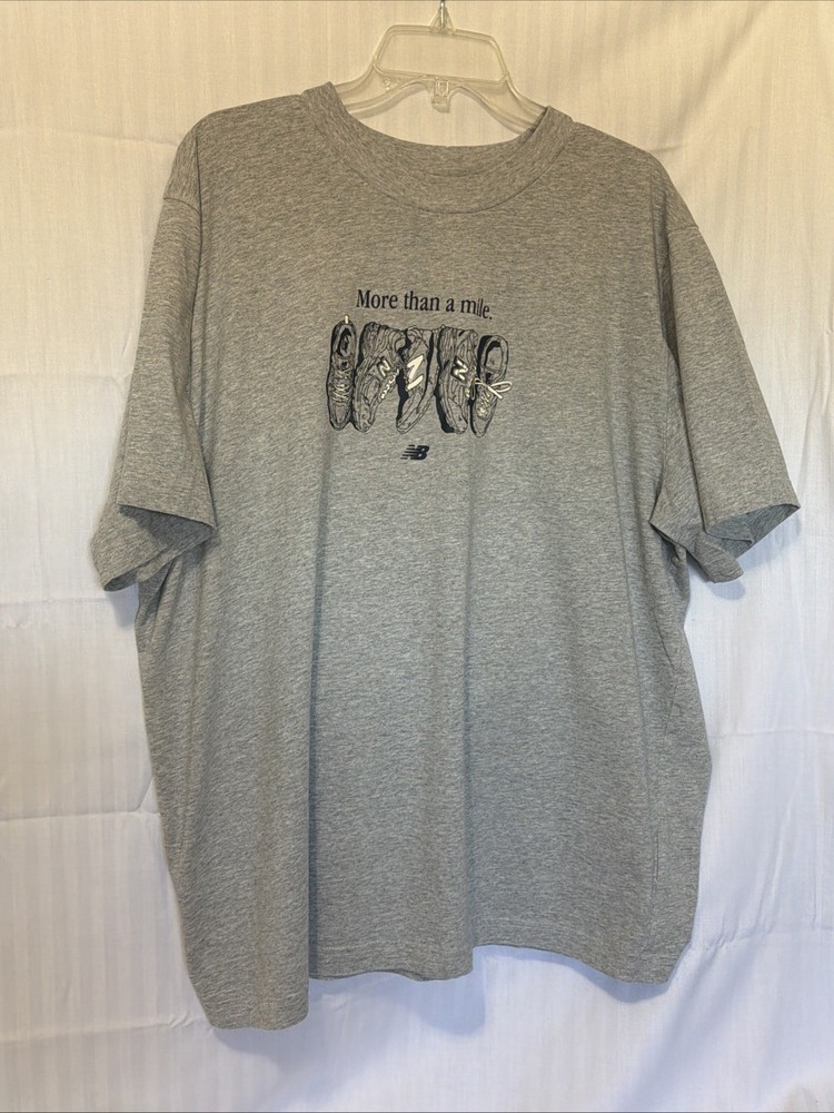 New Balance T-Shirt Mens 3XL Heather Grey More Than a Mile Crew Neck Worn 1x