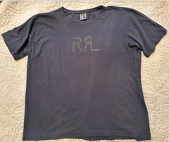 Vintage RRL Spell Out Logo Polo Ralph Lauren Gray Double R L T Shirt Men XL