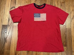 Vintage Polo Ralph Lauren American Flag Shirt Red Ringer T-Shirt VTG XXL 2XL
