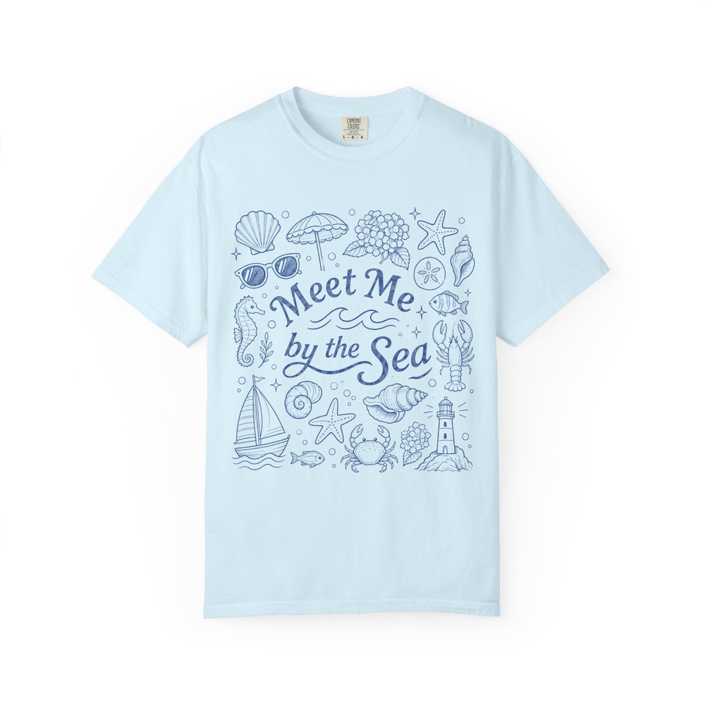 Meet Me by the Sea Shirt, Coastal Comfort Colors Tee, Beach Graphic T-Shirt