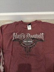 Vtg Y2K Harley Davidson Florida Long Sleeve Shirt XL Flame Sleeve Double Sided