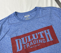 Duluth Trading Co Shirt Mens 2XL XXL Blue Stretch Breathable Tee Logo EUC