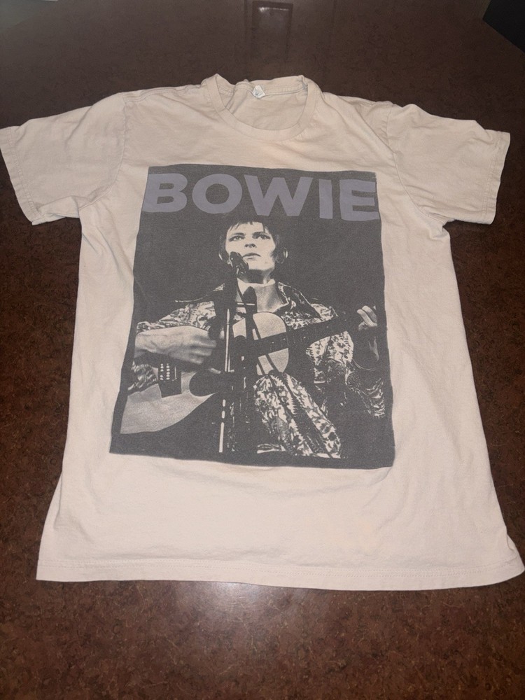 David Bowie Graphic T-Shirt Mens Medium M Gray Bay Island Sportswear Rock 2 Tee