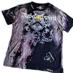 Rebel Spirit T Shirt Men’s XXL Black White Grey Gold Royal Skull Streetwear Used