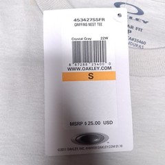 Y2K Oakley Griffen T-shirt Mens Small Crystal Gray Big “O” Logo Spellout