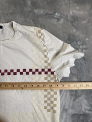 Burberry London T-Shirt Mens Large White Cotton Asymmetrical Checkered Graphic L