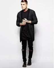 Men’s Extra Long T-Shirt Cotton Hip Hop Longline Tee Casual White Top