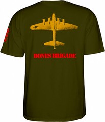 Powell Peralta BONES BRIGADE BOMBER Skateboard T Shirt MILITARY GREEN