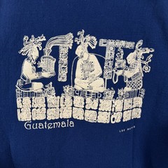 Vintage Guatemala Shirt Mens XL Blue Los Mayas Ancient Art Graphic Tee Cotton