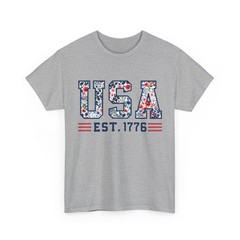 Floral Pattern Patriotic USA Shirt – 4th of July Graphic Tee Women Vintage