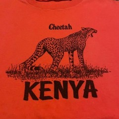 vintage 60s 70s kenya cheetah animal destination tee shirt orange black M