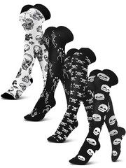 4 Pairs Halloween Socks Women Men Knee High Compression Socks for Halloween N…