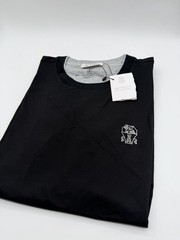BRUNELLO CUCINELLI Black Embroidered Layered Short-Sleeve T-Shirt, Size XL