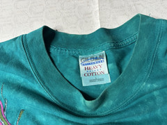Vintage Tribal Feather Native American T Shirt Men Large Crew Neck Teal