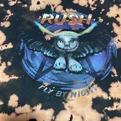 Rush Fly By Night Men T Shirt Largei Black Bleach Acid Wash Distressed Modern