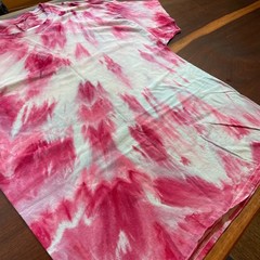Tie Dyed Unisex Men’s T-shirt – Ice Dye Vibrant Pink Peony – Handmade (XLarge)