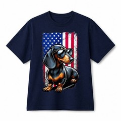 Cool Dachshund USA Distressed Flag Patriotic Graphic Cotton T-Shirt Unisex