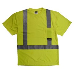 HI VIS SHORT SLEEVE T SHIRT ANSI CLASS 2 REFLECTIVE VISIBILITY ROAD WORK SAFETY