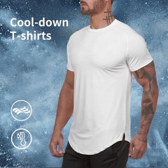 Mens Gym Workout Slim Fit Short Sleeve T-Shirt Cotton Performance Athletic Sh…