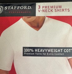 Stafford 3 pack Premium V-neck Tee Shirts 100% Cotton heavy weight Size XL New
