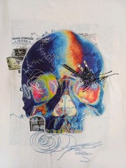 Robert Graham Skull Graphic T Shirt White Sz 3XL Mens Applique Embroidered EUC