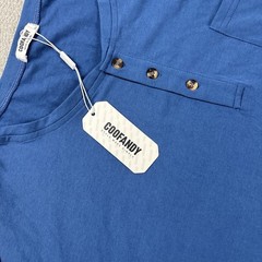 COOFANDY Men’s Blue Short Sleeve 1/4 Button Up Casual Basic T-Shirt Sz 2xl New