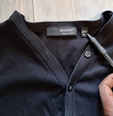 Murano Liquid Cotton Black Long Sleeve Henley Shirt Men’s Size Large