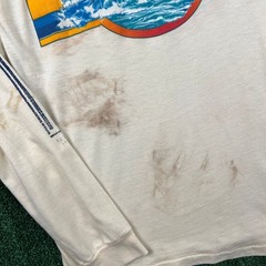 VTG The Knits Ocean City Summer 81 Surf Long Sleeve T-Shirt Mens XL Cream 80s