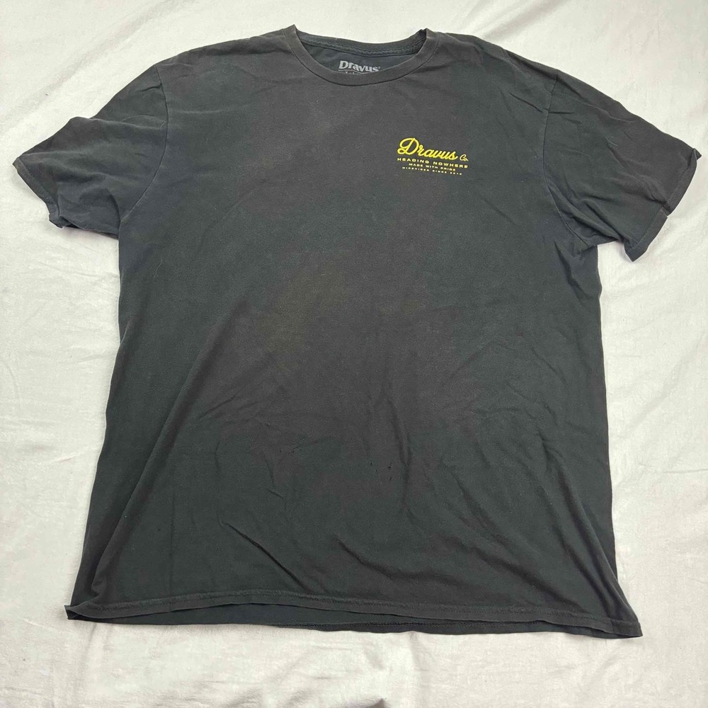 Dravus Co. Mens Graphic T-Shirt Black Yellow Crew XL Heading Nowhere