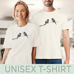 Two Birds on Branch Graphic Tee Minimalist Wildlife Art