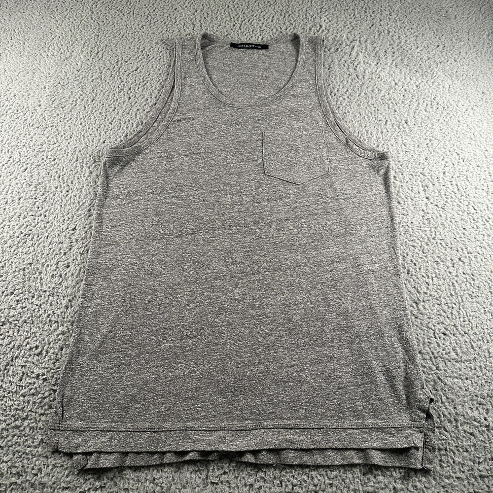 John Elliott + Co Tank Mens L Gray Jersey Lightweight Pocket Scoop Neck USA