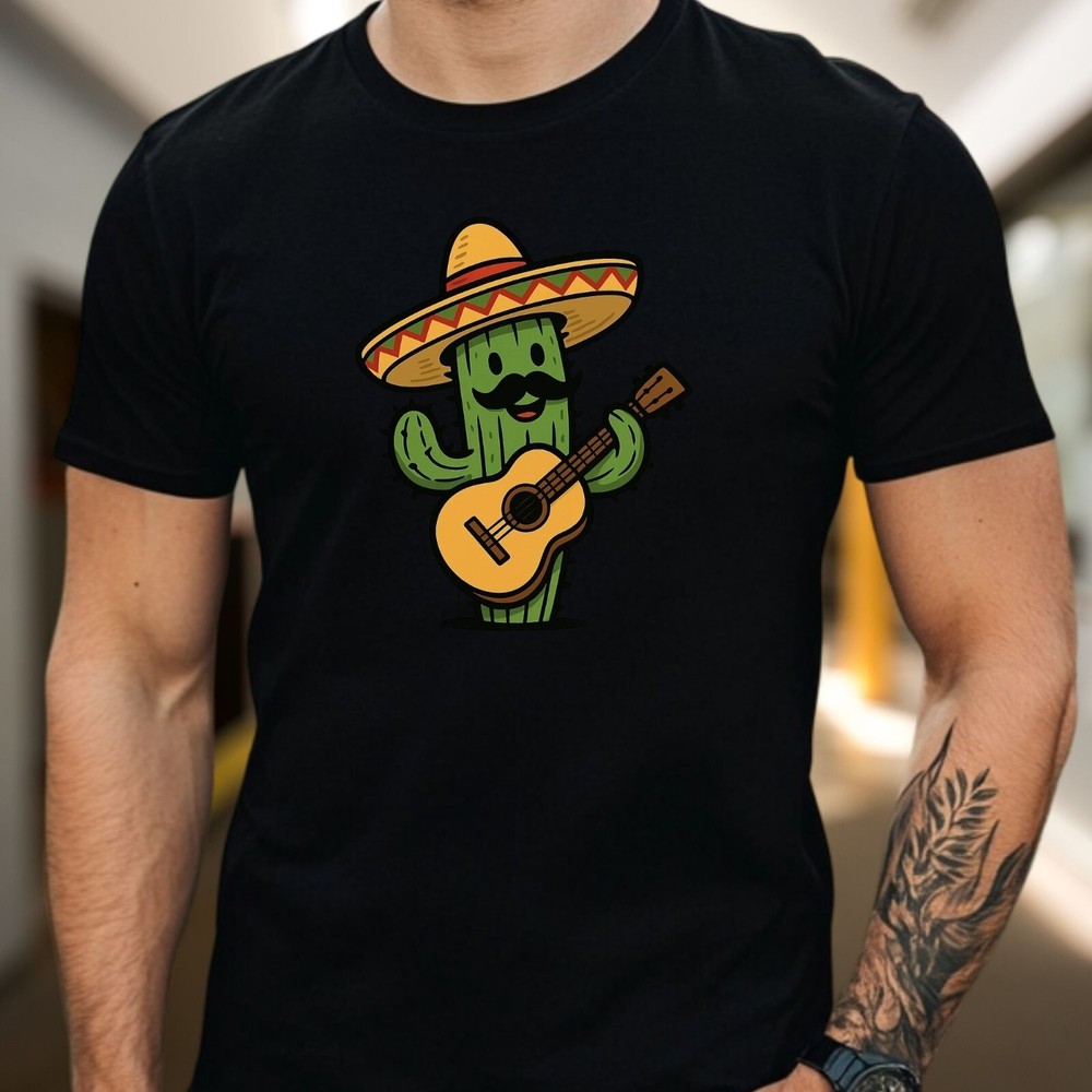 Mens Cactus Fiesta Motif Cotton T-Shirt Size S to 5XL