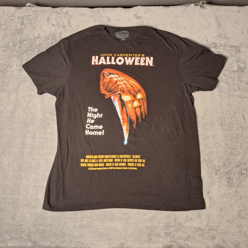 Halloween 1978 Classic Movie Poster Large Black T-Shirt Michael Myers Horror Tee