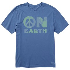LIFE IS GOOD SS Shirt Crusher Tee PEACE ON EARTH Sign Globe Chest52in Mens XL