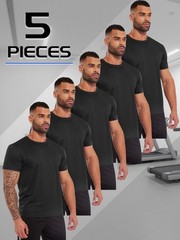 5 Pack Outdoor Running Sports T-Shirts for Men Quick Dry Gym Fitness Workout Tee