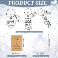 144 PCS Thank You Keychains, Bulk, Bags, Cards, Employee Appreciation Gift