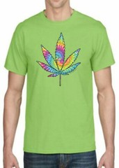 Adult DryBlend® T-Shirt – ( TIE DYED LEAF – PRIDE / WEED / 420)