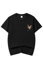 Niepce Streetwear Embroidery T-shirt Flying Cranes Graphic Tee for Men Large